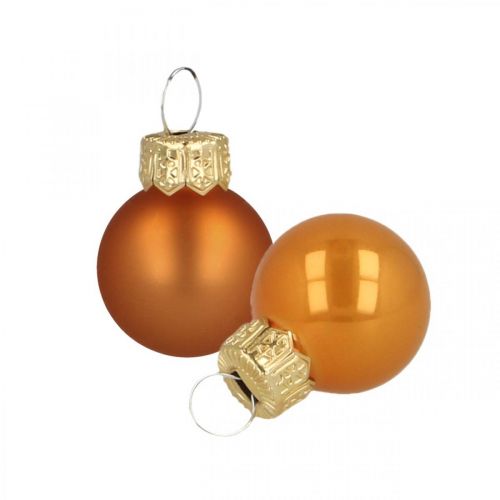 Artikel Mini Weihnachtskugeln Glas Orange Matt/Glänzend Ø2cm 44St