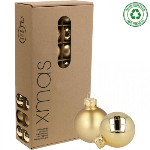 Floristik24 Weihnachtskugeln Glas Gold Glaskugel Matt/Glänzend Ø4cm 60 St