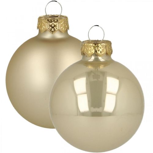 Floristik24 Weihnachtskugeln Glas Creme Matt Glänzend Ø5,5cm 26St