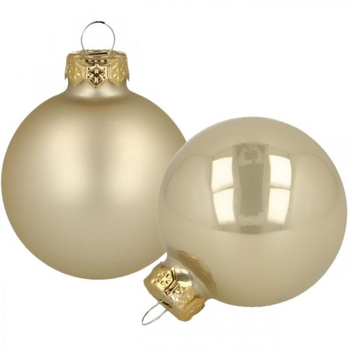 Floristik24 Weihnachtskugeln Glas Creme Matt Glänzend Ø5,5cm 26St