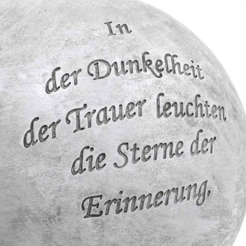 Floristik24 Grabschmuck Kugel mit Trauerspruch Grabdeko Grau, Weiß Ø17cm