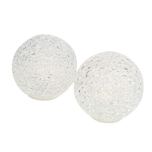 Floristik24 Kugel mit Beleuchtung mittel Weiß-Warm Ø7cm 6St