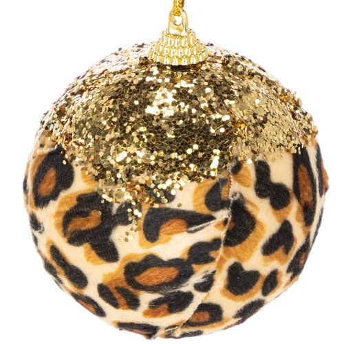Weihnachtskugeln Kunststoff Leopard Muster mit Glitzer 7cm 3 Stück | Floristik24.at