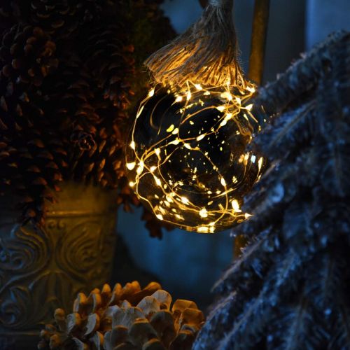 Floristik24 LED Kugel Innen Lichtkugel mit Seil Ø14cm 30L Warmweiß