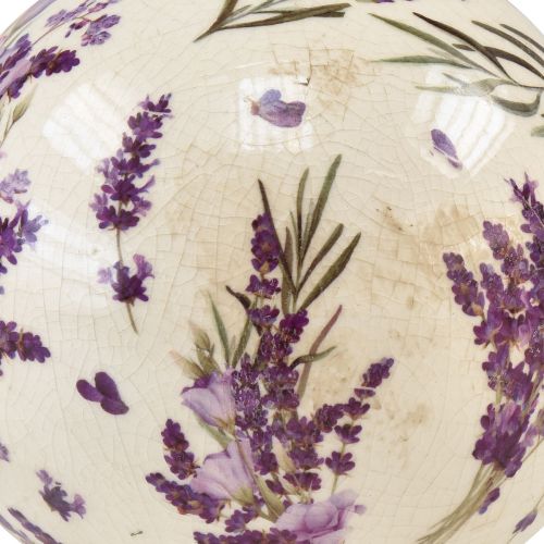 Floristik24 Keramik Kugel Klein Lavendel Keramik Deko Lila Creme Ø9,5cm