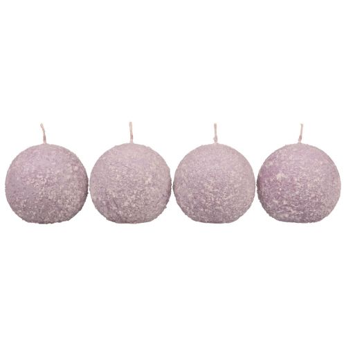 Artikel Runde Kerzen Lila Schneeball Glitter Kugelkerzen 8 cm 4St