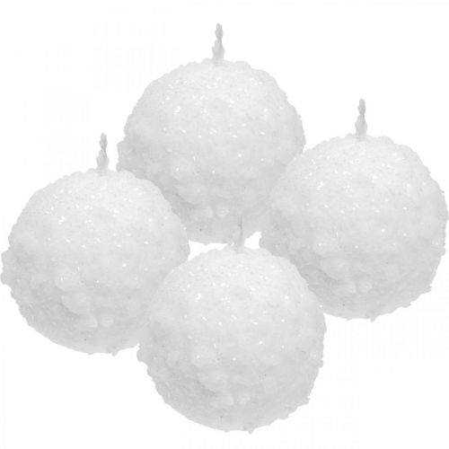 Floristik24 Adventskerzen, Kugelkerze, Schneeballkerzen 80mm 4 St