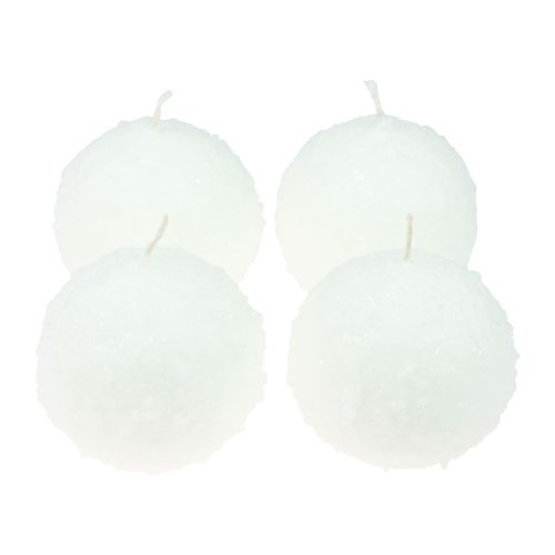 Floristik24 Kugelkerzen Weiß Schneeball Kerzen Kugelkerzen Ø10cm 4 St