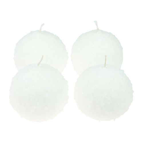 Floristik24 Kugelkerzen Weiß Schneeball Kerzen Kugelkerzen Ø10cm 4St