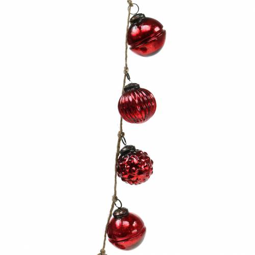 Floristik24 Weihnachtsdeko Girlande Christbaumkugeln Rot 120cm