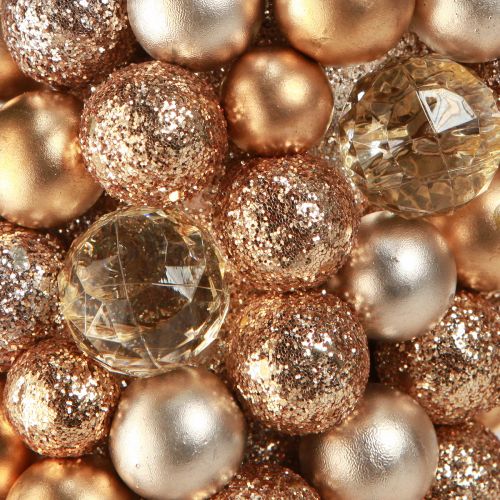 Floristik24 Kugelkranz Weihnachtskranz Gold Pearl Klar Ø33cm