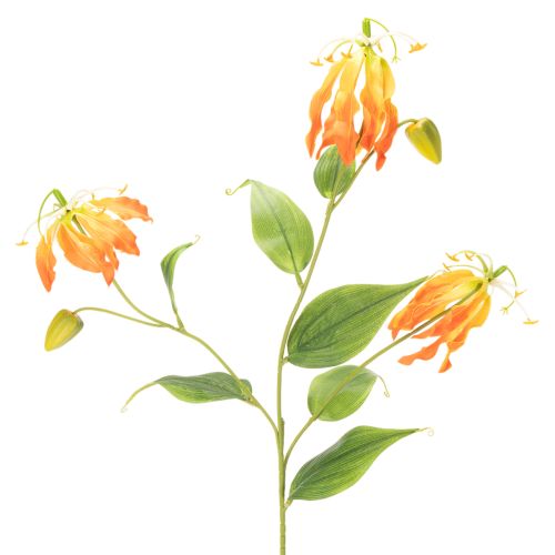 Künstliche Gloriosa Blumen orange mit langen Stielen 80 cm für Vasen 3er-Set