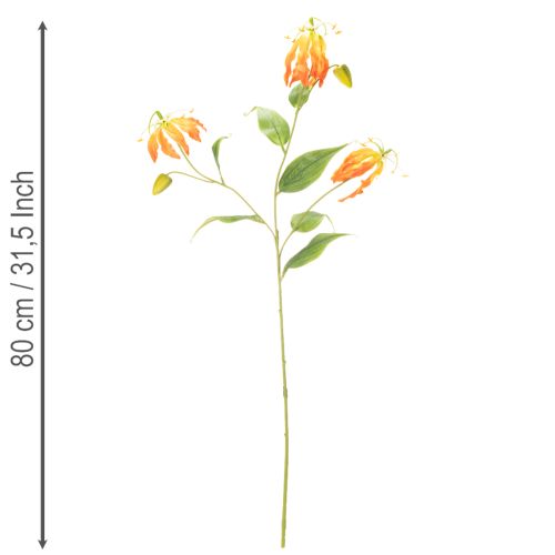 Künstliche Gloriosa Blumen orange mit langen Stielen 80 cm für Vasen 3er-Set | Floristik24.at