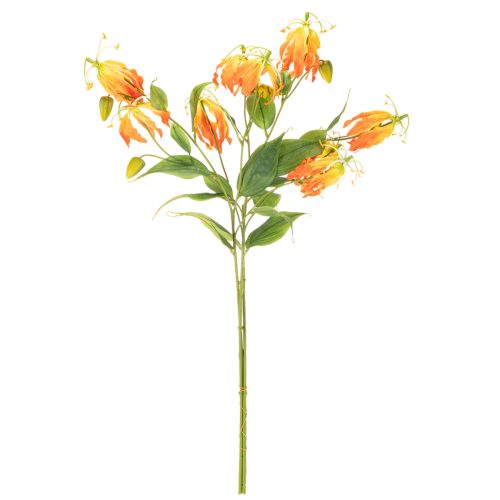 Künstliche Gloriosa Blumen orange mit langen Stielen 80 cm für Vasen 3er-Set | Floristik24.at