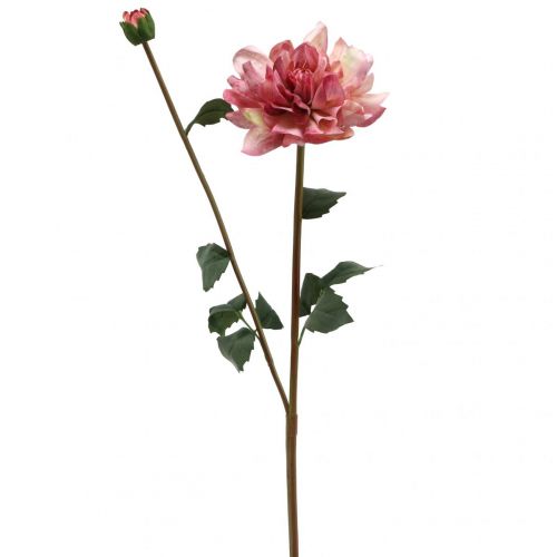 Floristik24 Kunstblume Dahlie Pink Blüte mit Knospe H57cm