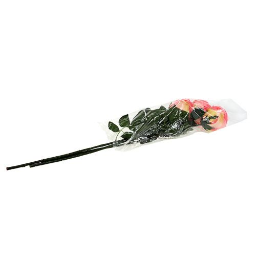 Floristik24 Kunstblume Rose gefüllt pink Ø10cm L65cm 3St