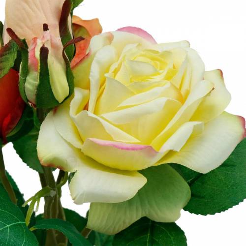 Artikel Kunstblumen, Rosenstrauß, Tischdeko, Seidenblumen, künstliche Rosen Gelb-Orange