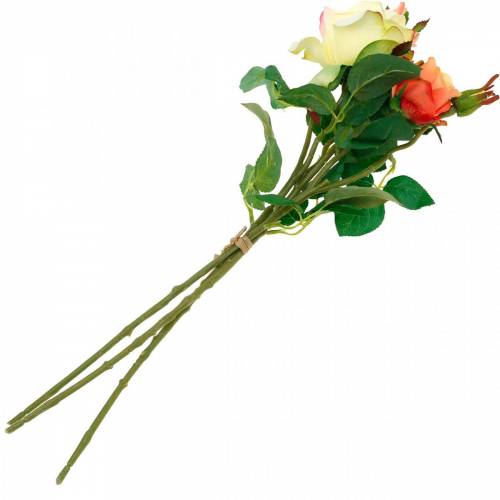 Artikel Kunstblumen, Rosenstrauß, Tischdeko, Seidenblumen, künstliche Rosen Gelb-Orange