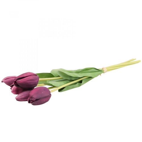 Floristik24 Kunstblumen Tulpe Lila, Frühlingsblume 48cm 5er-Bund