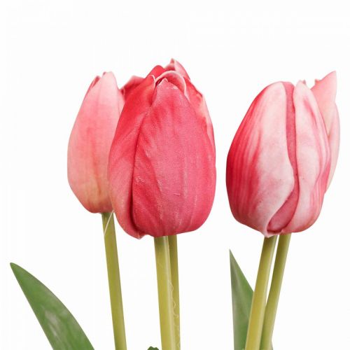 Kunstblumen Tulpe Rot, Frühlingsblume 48cm 5er-Bund