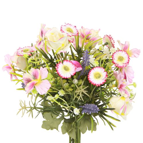 Artikel Kunstblumenstrauß in Creme Rosa Lila Grün Ø18cm H25cm