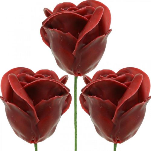 Floristik24 Kunstrosen Bordeaux Wachsrosen Deko Rosen Wachs Ø6cm 18 St