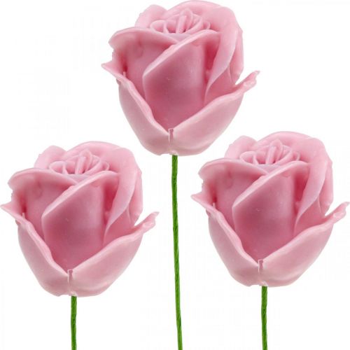 Kunstrosen Rosa Wachsrosen Deko Rosen Wachs Ø6cm 18 St