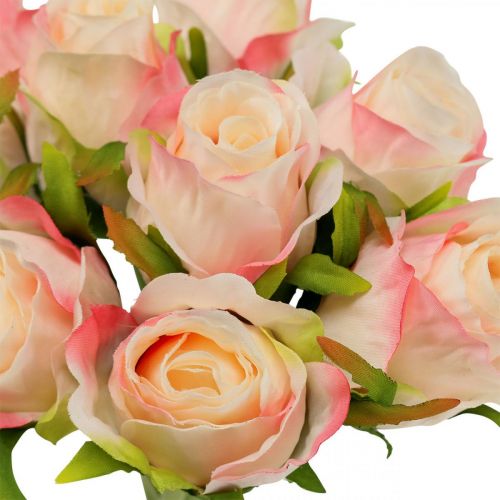 Floristik24 Kunstrosen Rosa Apricot Künstliche Rosen 28cm Bund 9St