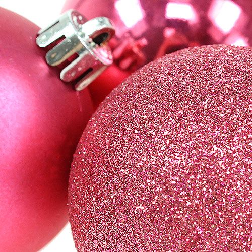 Artikel Weihnachtskugel Plastik Pink Ø5cm 9St