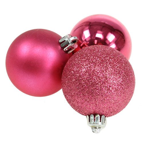 Floristik24 Weihnachtskugel Plastik Pink Ø5cm 9St