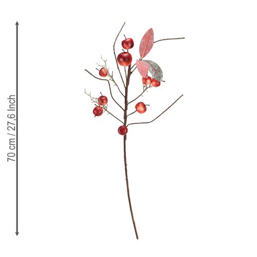 Kunstzweig Äpfel Rot Herbstdeko Weihnachtszweig 70cm