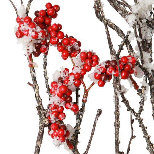Artikel Kunstzweig lang Verschneiter Zweig mit Beeren Rot 130cm