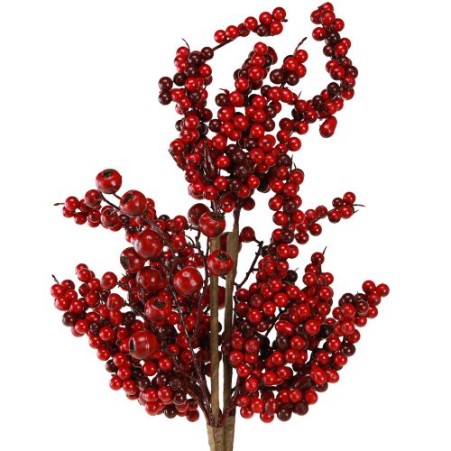 Floristik24 Kunstzweig mit roten Beeren Herbst Weihnacht 60cm 2 St