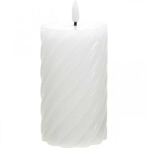 LED Kerze mit Timer Weiß Warmweiß Echtwachs Ø7,5cm H15cm