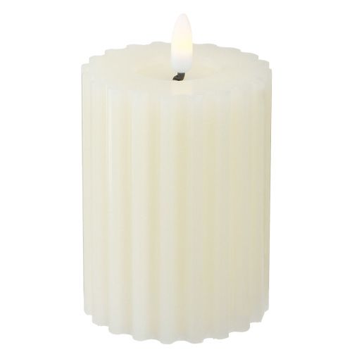 LED Kerzen mit Timer Wachs Rillenkerzen 7,5/10cm Creme 2St
