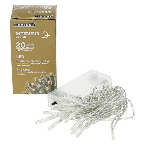 Floristik24 LED Lichterkette 20er 275cm mit Batterie Warmweiß