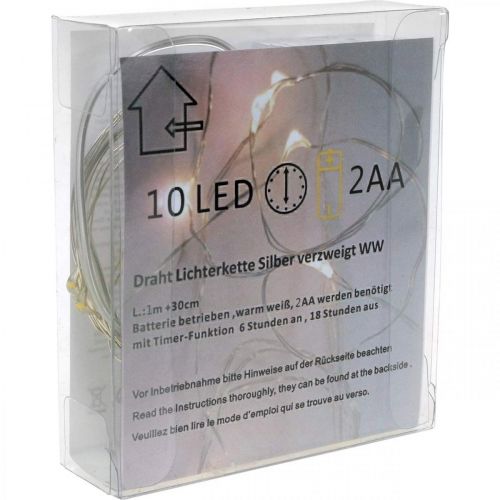 Floristik24 LED-Lichterkette 10er für Batterie warm-weiß