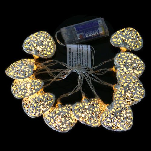 Floristik24 LED-Lichterkette Herzform warm/weiß 160cm