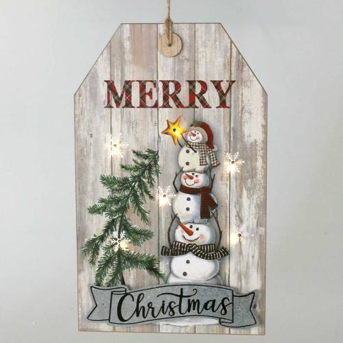 Artikel LED-Wandbild Schneemann „Merry Christmas“ 23×38,5cm Für Batterie