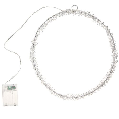 Floristik24 LED Ring Metall Deko zum Hängen Silber Warmweiß 30cm