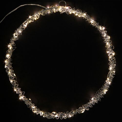 Artikel LED Ring Metall Deko zum Hängen Silber Warmweiß 30cm