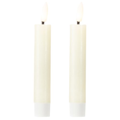 LED Stabkerze Creme Warmweiß Echtwachs H14,5cm 2 St
