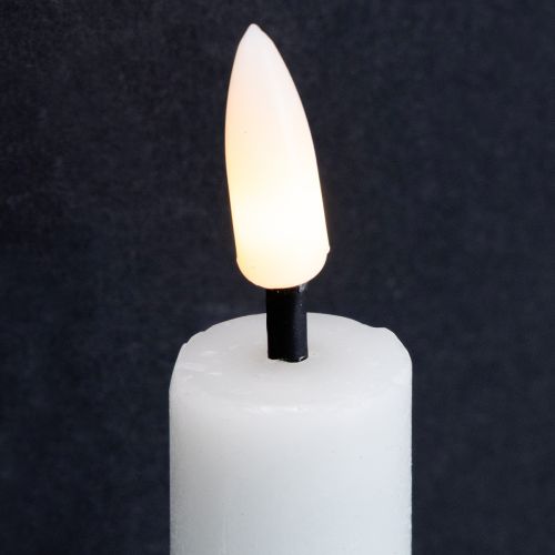 Artikel LED Stabkerze Weiße Wachskerze LED Warmweiß 14,5cm 2 St