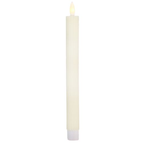 LED Stabkerzen mit Timer Rillenkerzen Creme 24,5cm 4St