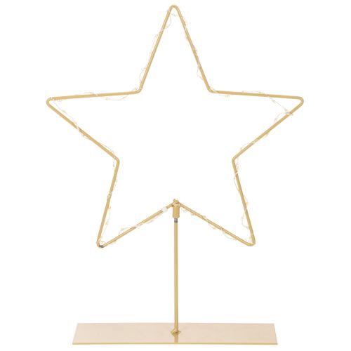 Stern aus Metall mit 50 LED 33cm Gold für innen Batteriebetrieben