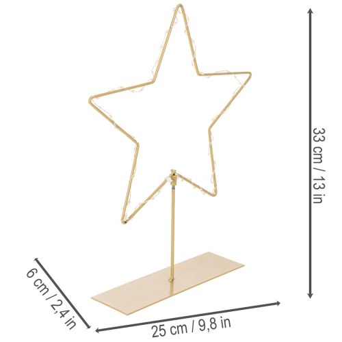 Stern aus Metall mit 50 LED 33cm Gold für innen Batteriebetrieben | Floristik24.at
