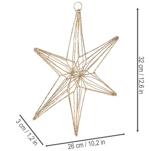 Deko LED-Stern aus goldfarbenem Draht 32cm für Innen | Floristik24.at