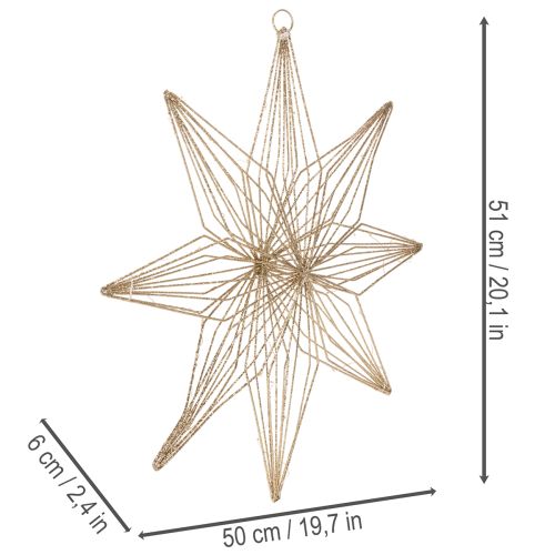 LED-Deko-Stern aus Draht 51 cm Gold Batteriebetrieben für Innen | Floristik24.at