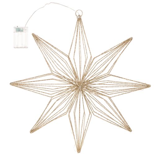 LED-Deko-Stern aus Draht 51 cm Gold Batteriebetrieben für Innen | Floristik24.at