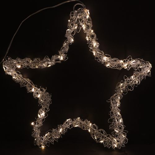 Artikel LED-Stern zum Hängen Silber Metall 70 LED Warmweiß Ø25cm